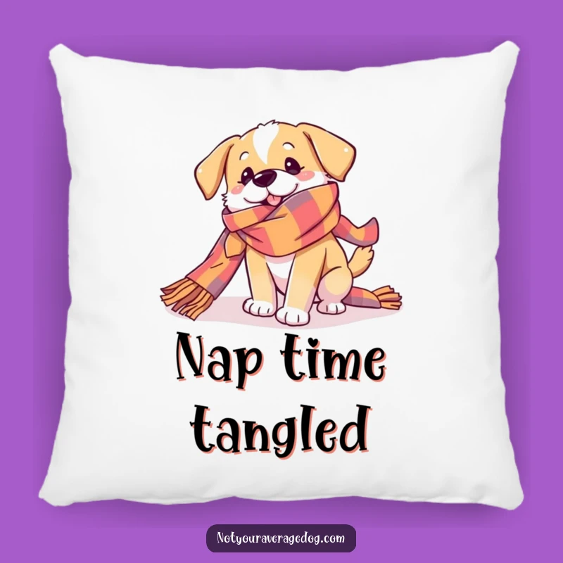 Funny Dog Scarf Tangle Pillow - Playful Pup Comfort Gift