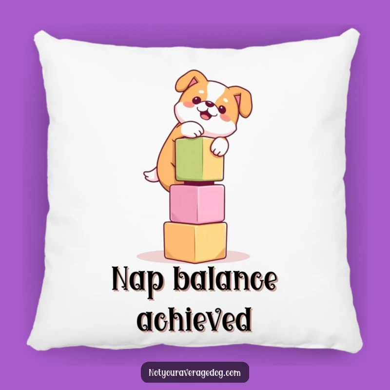 Funny Dog Balancing Cubes Pillow: Comfy Humor for Your Couch