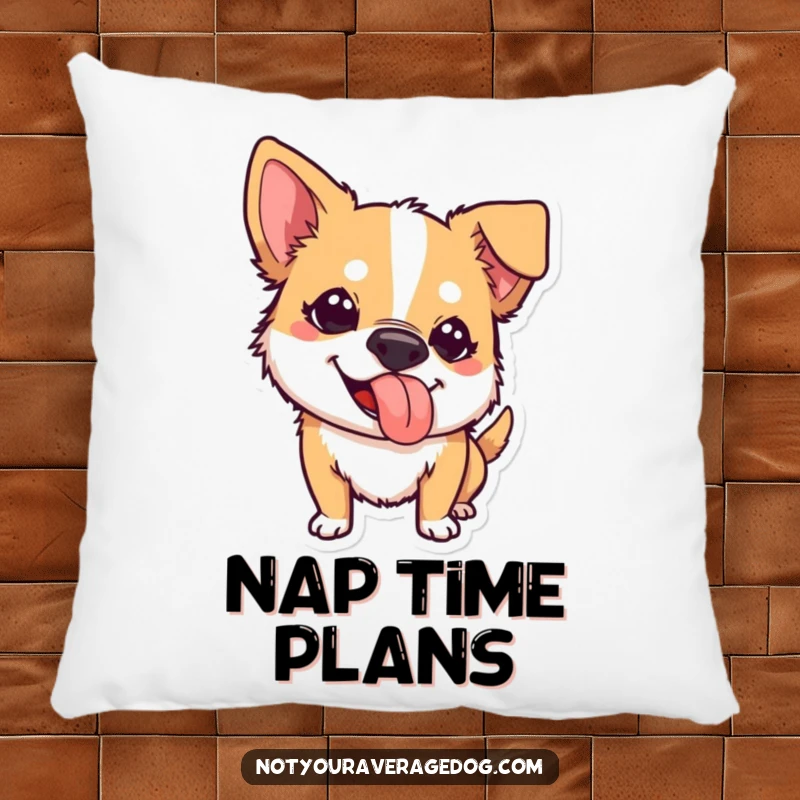 Funny pillow featuring a dog with its tongue sticking out mischievously, perfect for adding a humorous accent to sofas or beds.