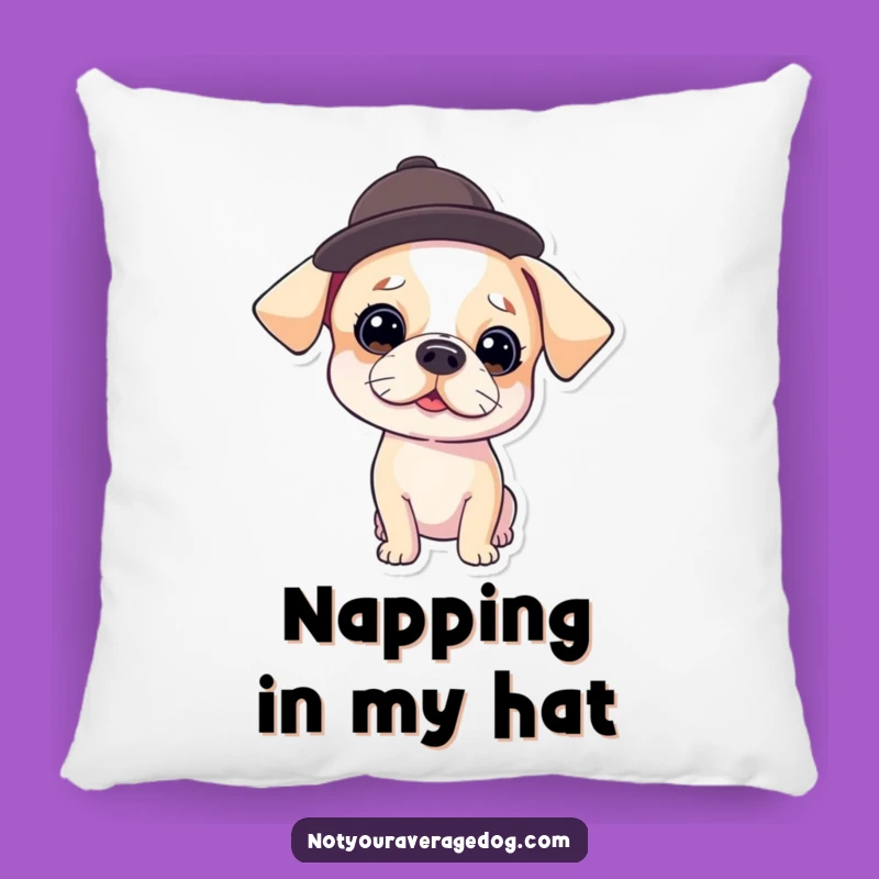 Funny Dog in Hat Pillow - Cozy Comfort with Comical Style, Perfect Funny Gift!