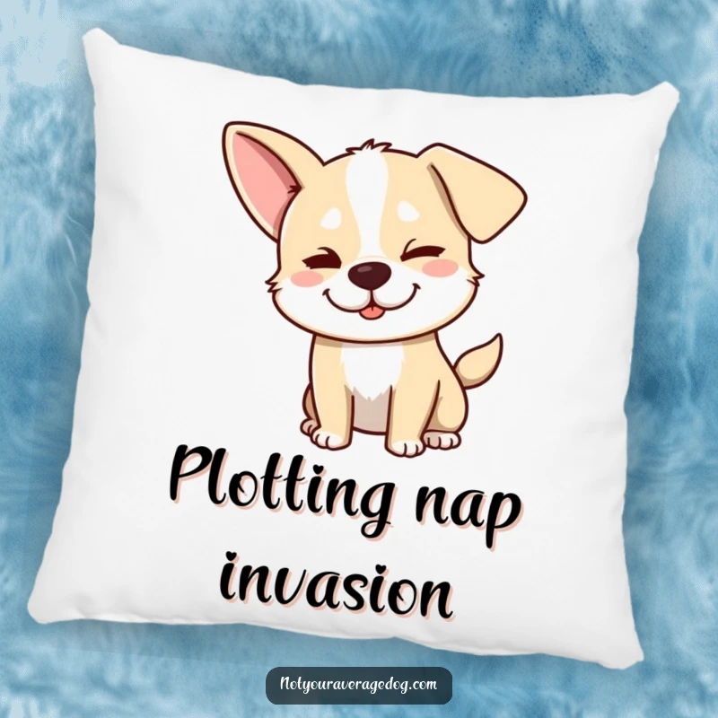 Funny dog pillow with one ear flopped and a mischievous wink, perfect for adding playful decor and comfort.