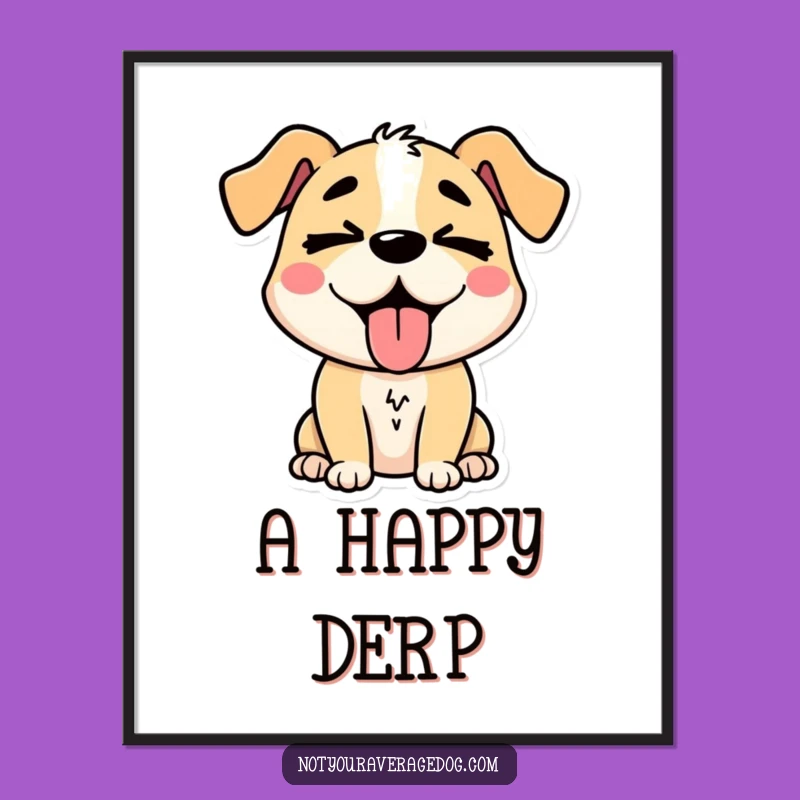 Funny Silly Dog Tongue Out Digital Art: Instant Laughter for Your Walls