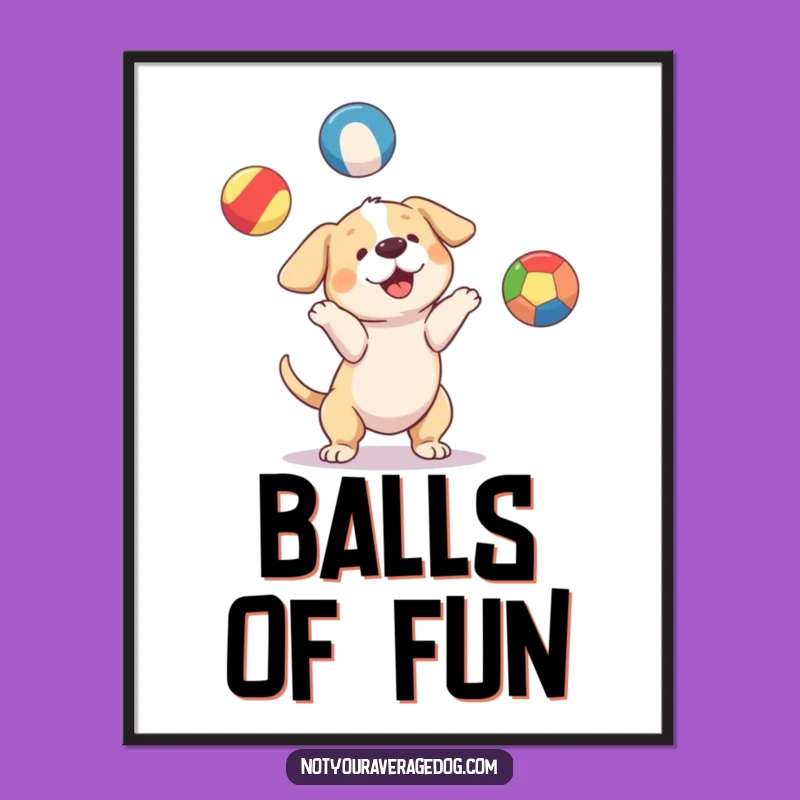 Funny Juggling Dog Ball Digital Art: Instant Spectacle Delivered