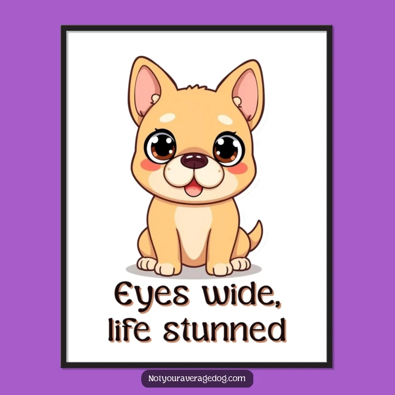 Funny Surprised Dog Digital Art: Wide-Eyed Instant Download, Gift