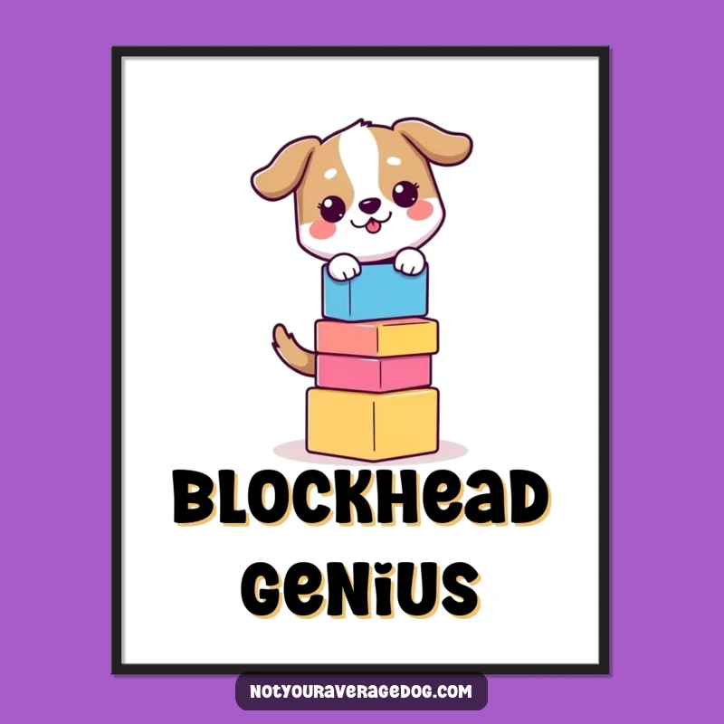 Funny Balancing Dog Digital Art - Printable Block Stacking Art
