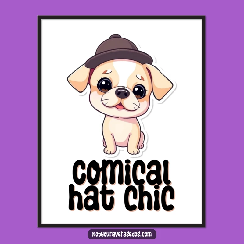 Funny Dog in Hat Digital Art - Comical Canine Wall Decor, Perfect Funny Gift!