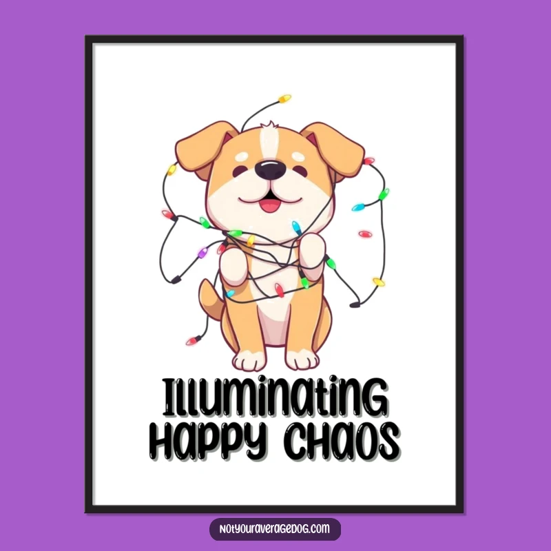 Funny Dog Lights Digital Art: Festive Canine Chaos for Instant Decor