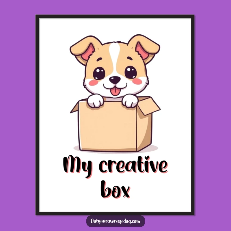 Funny Dog Small Box Digital Art - Instant Download for Quirky Decor