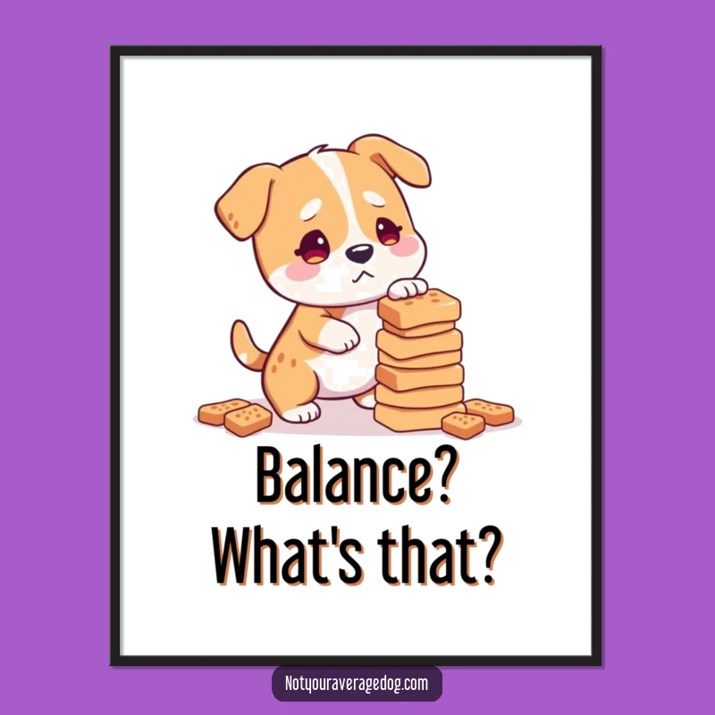Funny Dog Treat Balance Digital Art: Instant Humor for Walls
