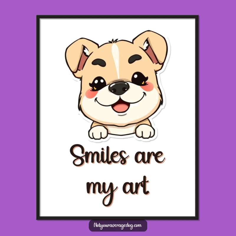 Funny Eyebrow Dog Digital Art Print: Instant Expression for Your Walls Gift