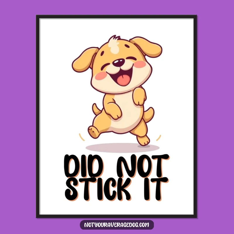 Funny Failed Jump Art Print: Hilarious Canine Digital Decor