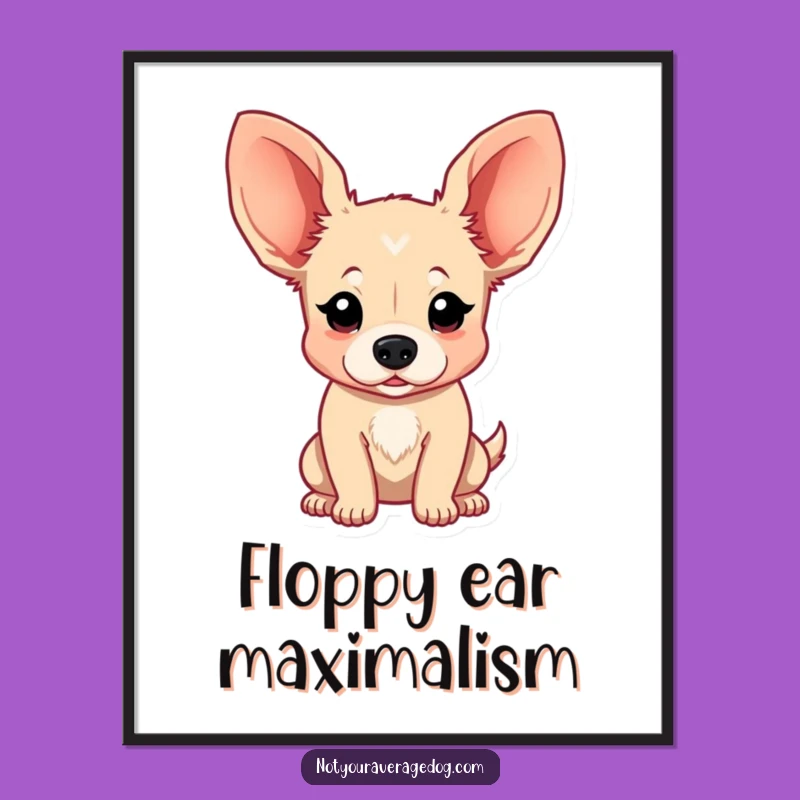 Funny Floppy Ear Dog Digital Art - Hilarious Bouncing Ears Wall Decor, Perfect Gift!