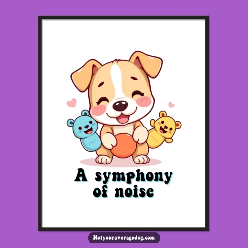 Funny Juggling Dog Digital Art - Squeaky Toy Wall Decor, Instant Gift