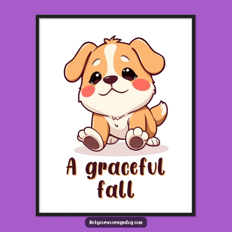 Funny Tripping Dog Digital Art - Comical Wall Decor, Instant Gift