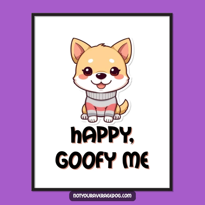 Funny Dog Sock Digital Art - Goofy Grin Printable Wall Decor, Instant Joy Gift