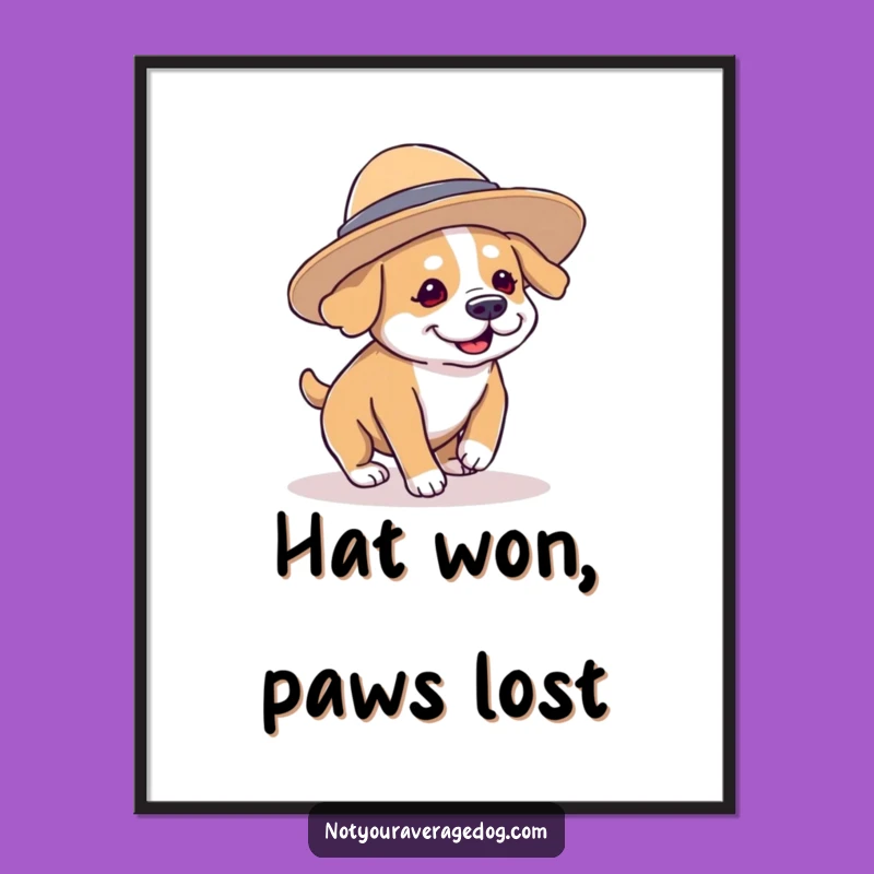 Funny Clumsy Dog Hat Digital Art: Instant Laughter Delivered