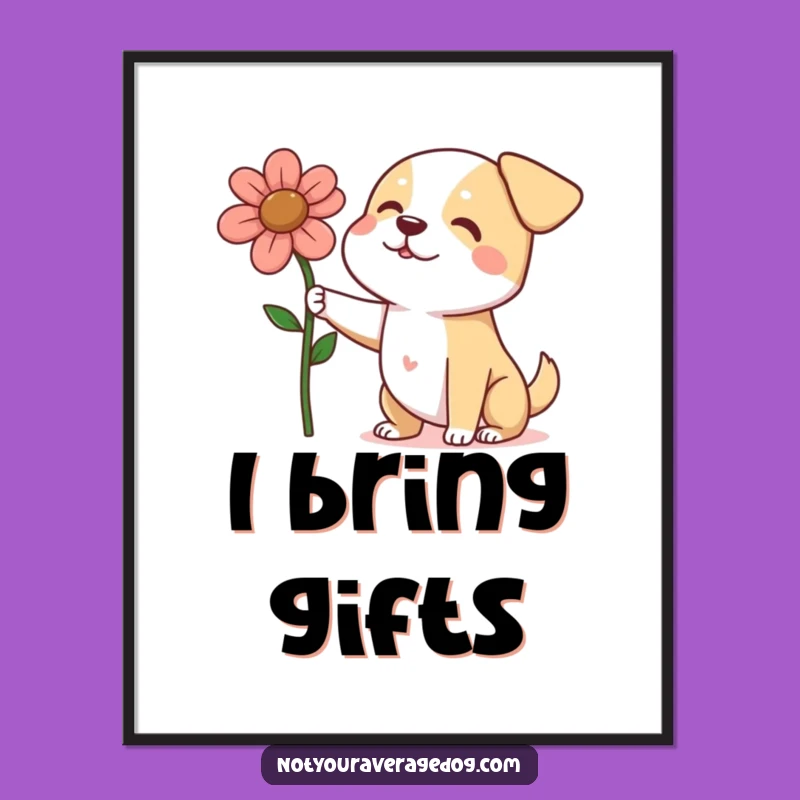 Funny Dog Flower Gift Digital Art - Hilarious Canine Decor for Instant Joy