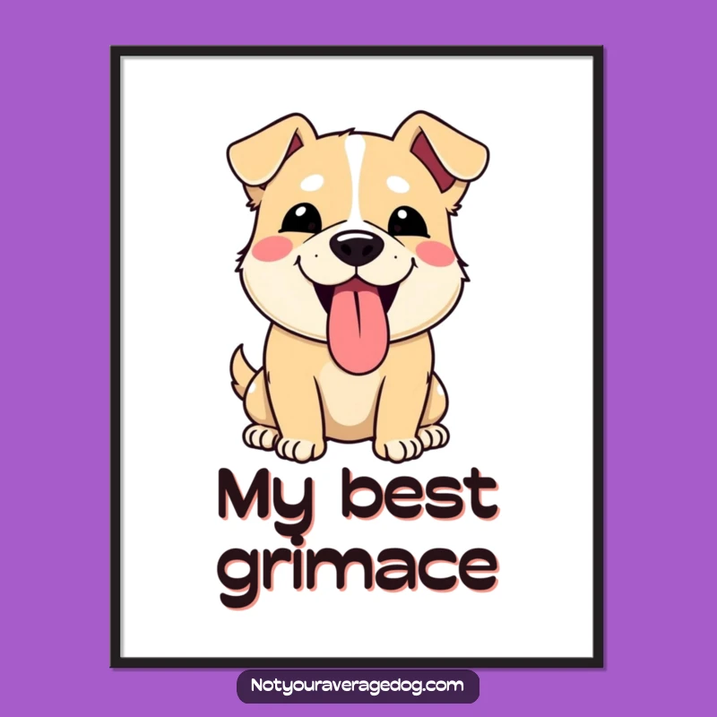 Funny Dog Tongue Out Digital Art: Comedic Pet Face for Instant Smiles