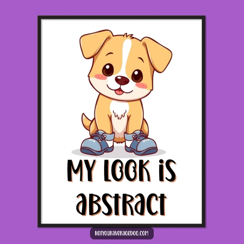 Funny Clumsy Dog Digital Art: Adorable Mismatched Shoe Illustration for Instant Joy