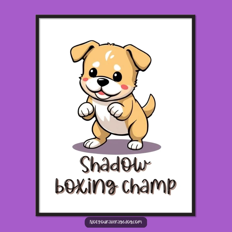 Funny Dog Shadow Pounce Digital Art: Instant Energy for Your Walls