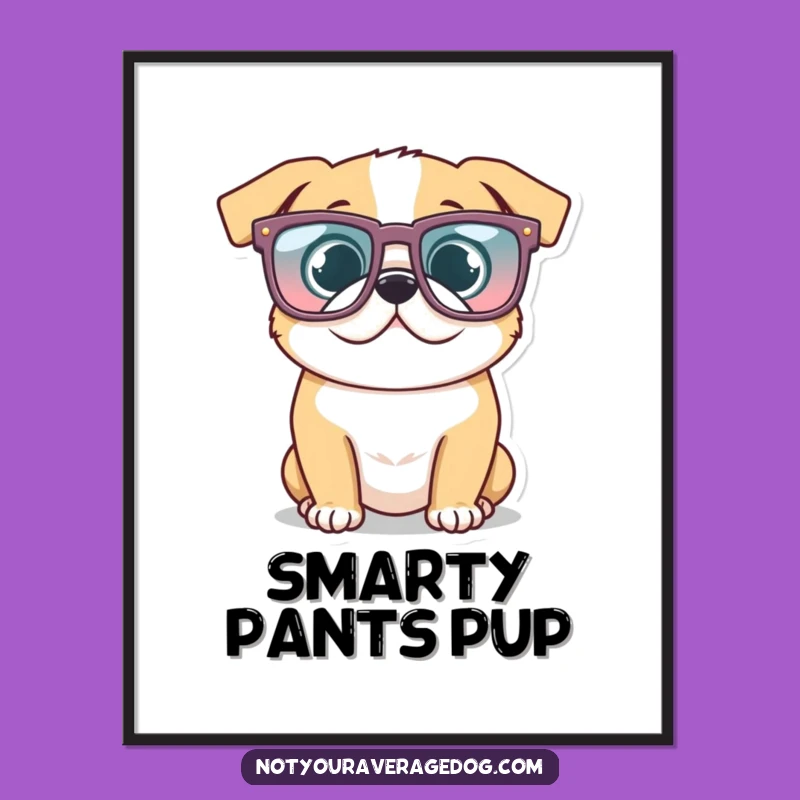 Funny Glasses Dog Digital Art - Printable Quirky Stylish Art