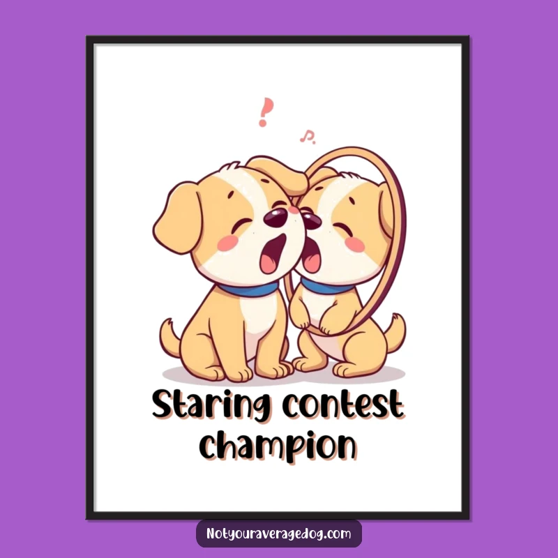 Funny Dog Barks at Reflection Digital Art: Instant Hilarious Canine Confusion Decor