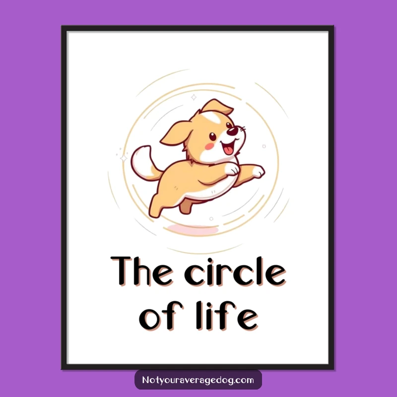 Funny Dog Chasing Tail Digital Art: Dizzy Pet Illustration for Instant Fun