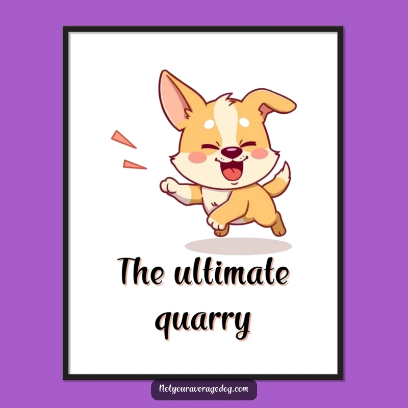 Funny Chasing Shadow Dog Digital Art: Instant Laughs & Intense Focus, Gift