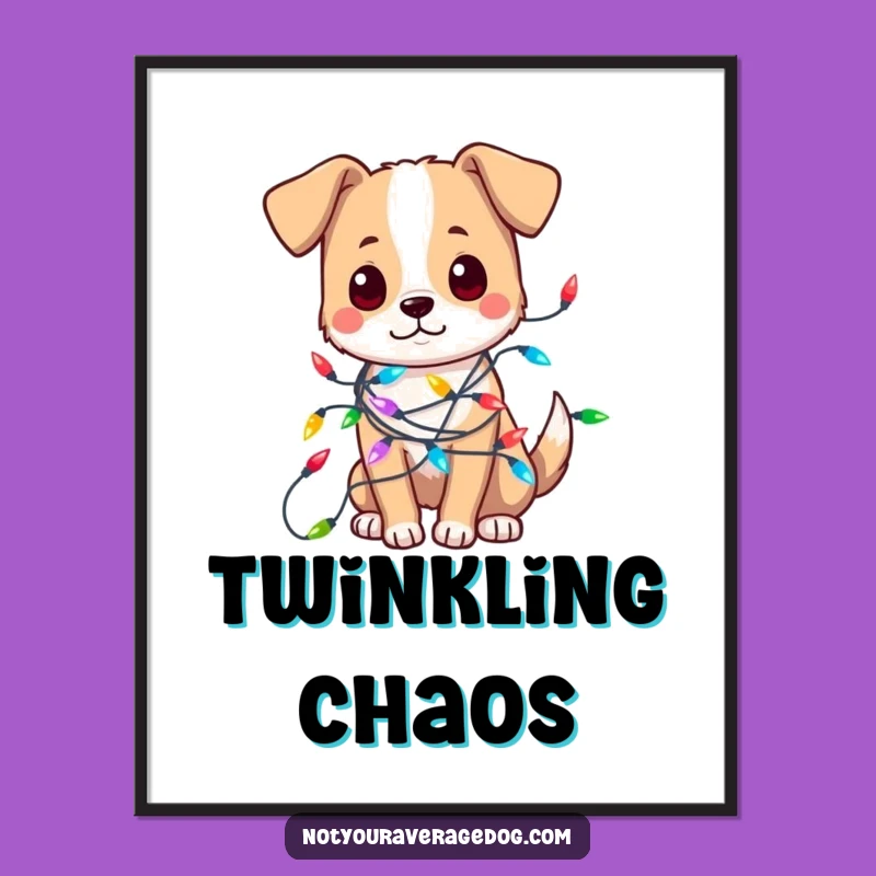 Funny Tangled Dog Lights Digital Art - Instant Festive Decor