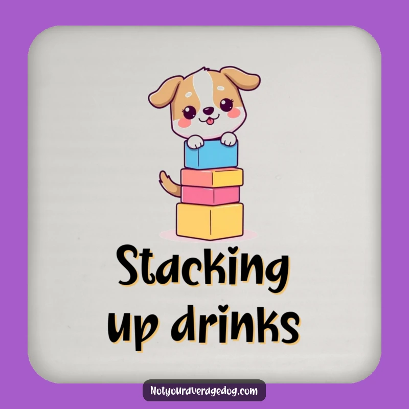 Funny Balancing Dog Coaster - Protect Surfaces with Block Humor