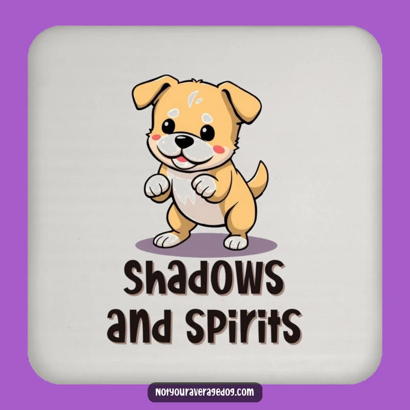 Funny Dog Shadow Pounce Coaster Set: Protect Tables with Playfulness