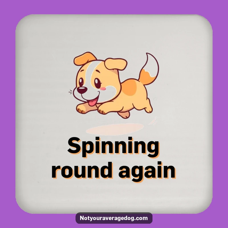 Funny Dog Tail Spin Drink Coaster: Protect Your Surfaces With Canine Action Funny Gift