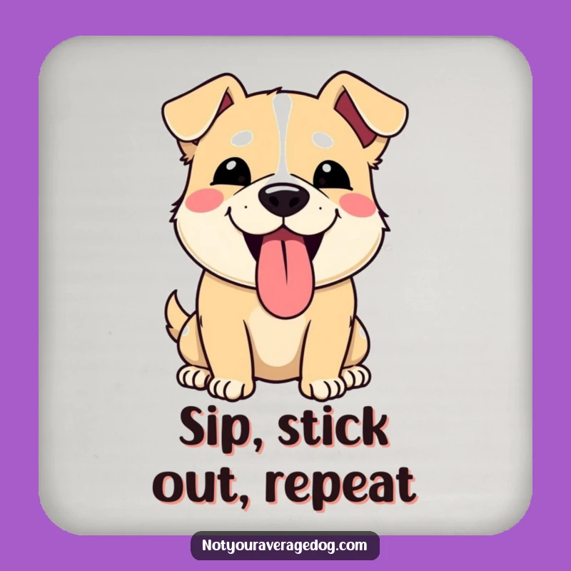 Funny Dog Tongue Out Drink Coaster: Protect Surfaces with Silly Humor