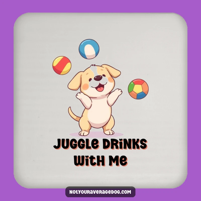 Funny Juggling Dog Ball Drink Coaster: Protect Surfaces with a Smile