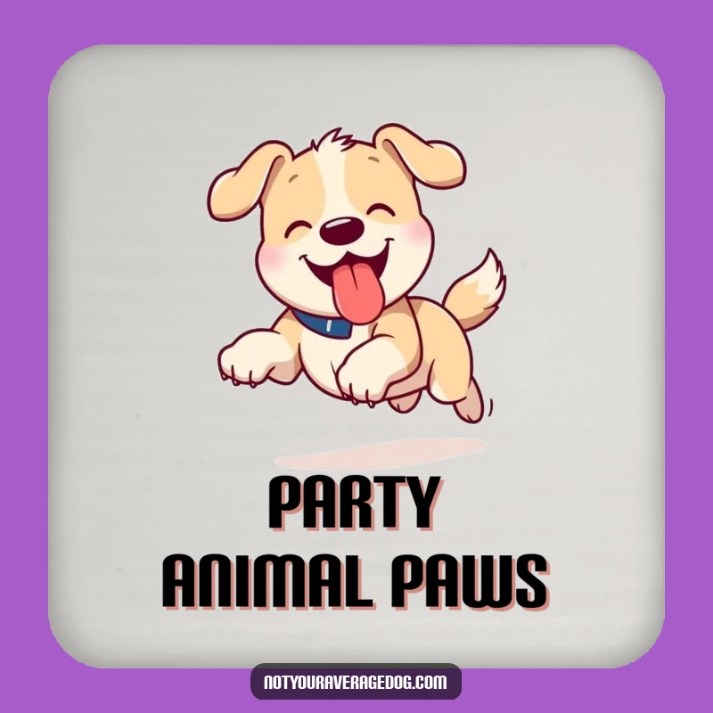 Funny Tongue Out Dog Coaster - Protect Surfaces with Running Humor