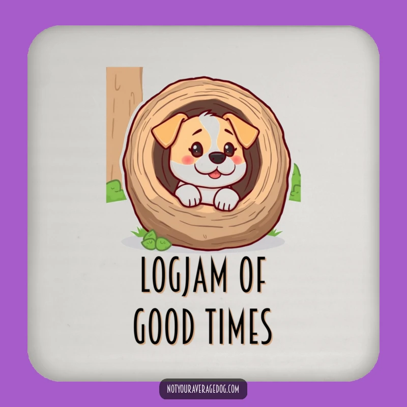 Funny Dog Log Head Coaster - Hilarious Canine Protection Gift