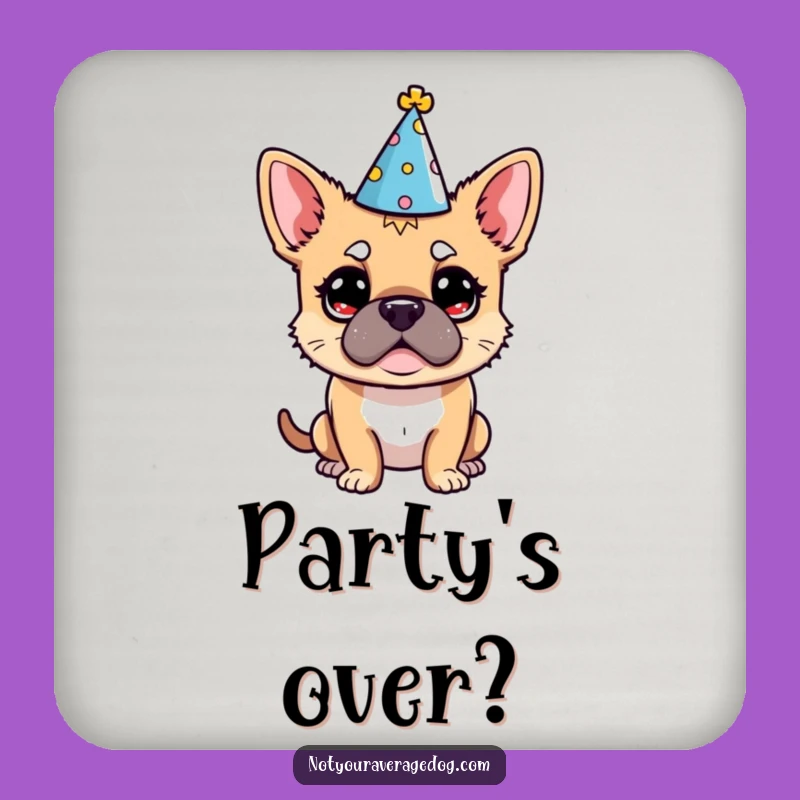 Funny Dog Party Hat Coaster: Protect Surfaces with Humor