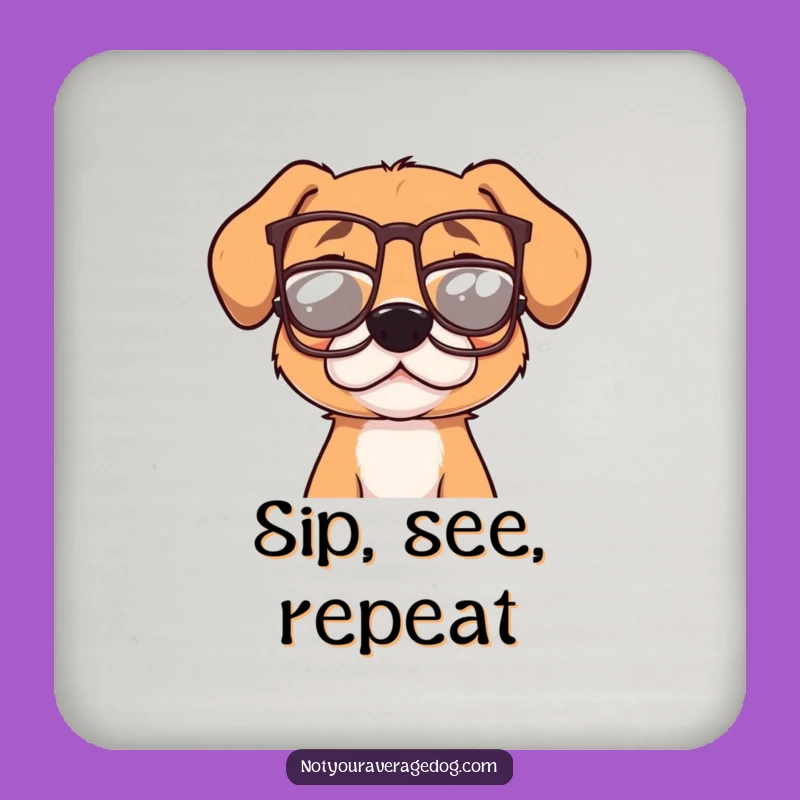 Funny Dog With Glasses Coaster - Hilarious Canine Protection Gift for Tables