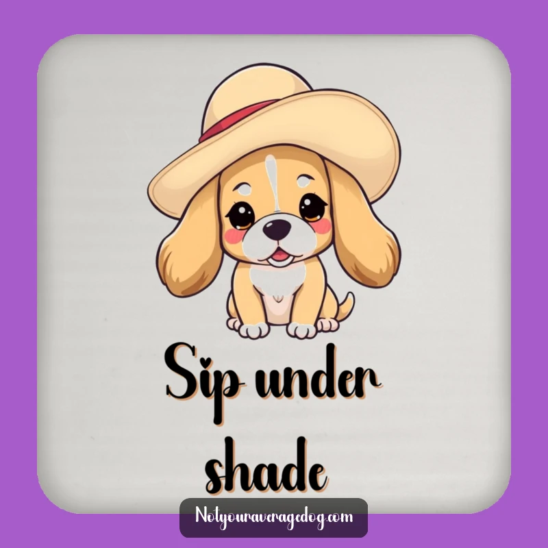 Funny Dog in Hat Coasters: Protect Surfaces with Canine Chic