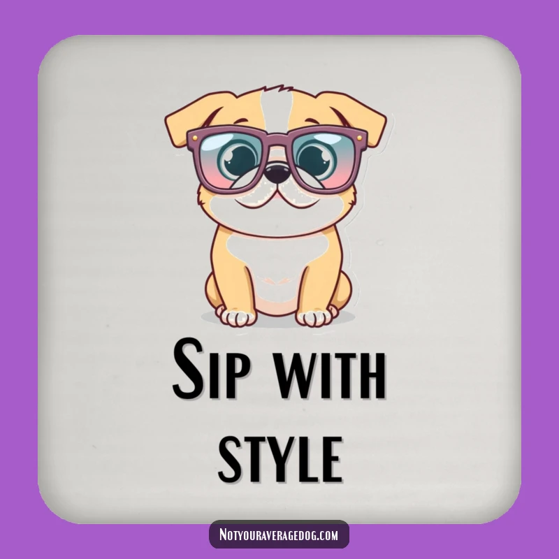 Funny Glasses Dog Coaster - Protect Surfaces with Quirky Humor