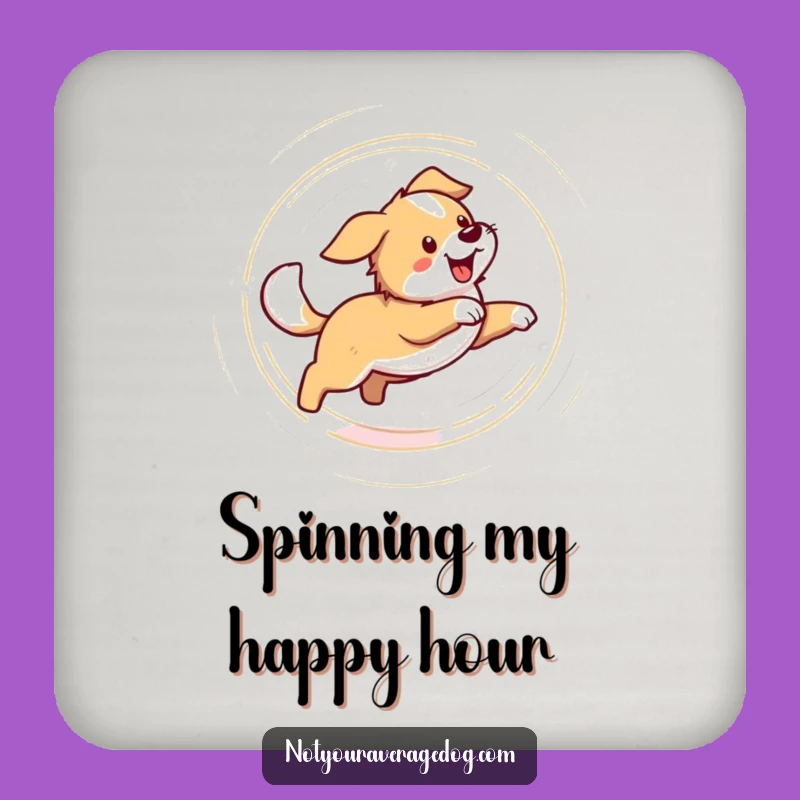 Funny Dog Chasing Tail Drink Coaster: Protect Surfaces with Dizzy Fun