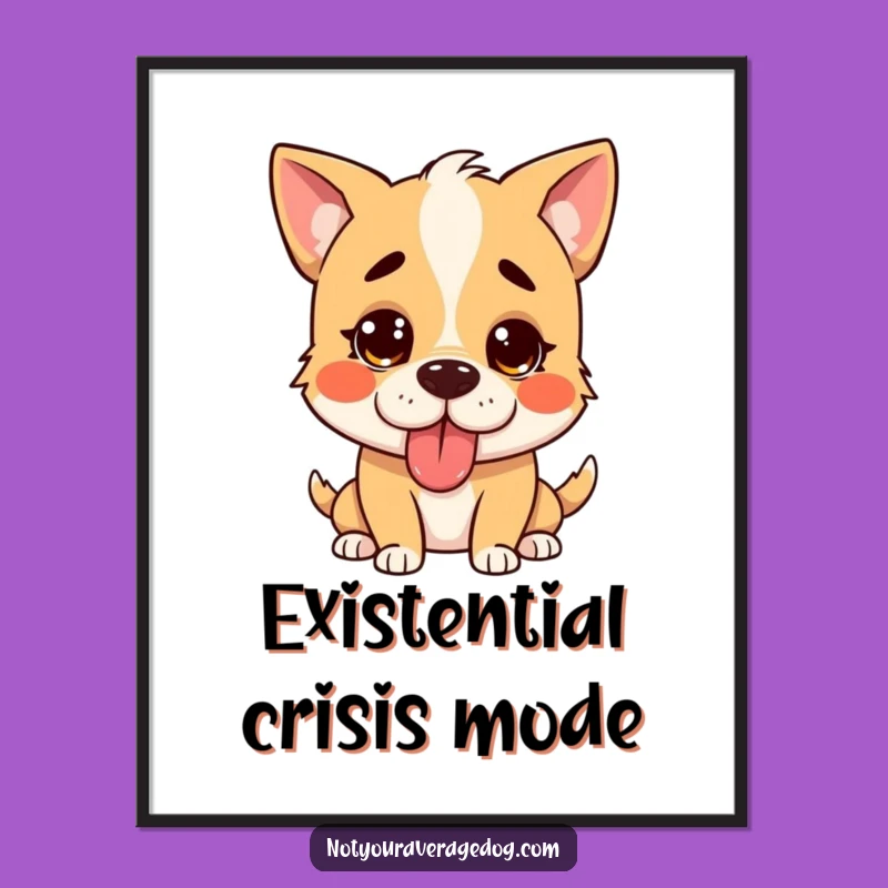Funny Confused Dog Poster: Whimsical Tongue Out Art, Hilarious Gift