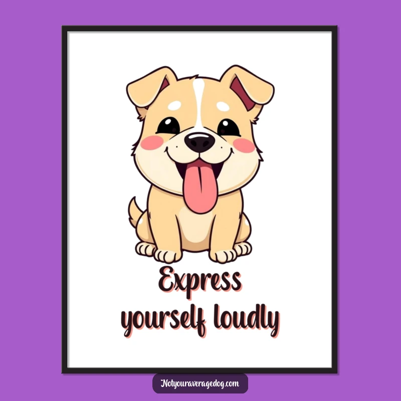 Funny Dog Tongue Out Poster: Comedic Pet Art for Playful Spaces