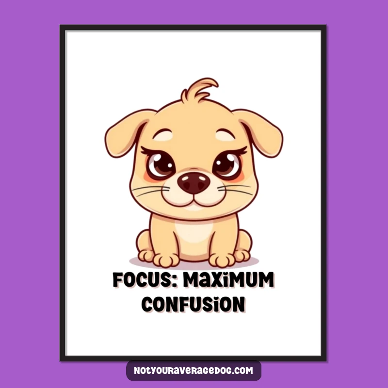 Funny Crossed Eyes Dog Poster: Goofy Art, Hilarious Expression, Gift