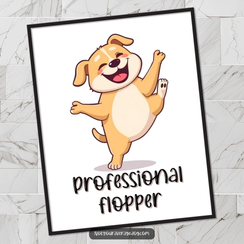 Funny Dog Cartwheel Poster: A dog's humorous attempt at a cartwheel, full of goofy energy and a big grin.