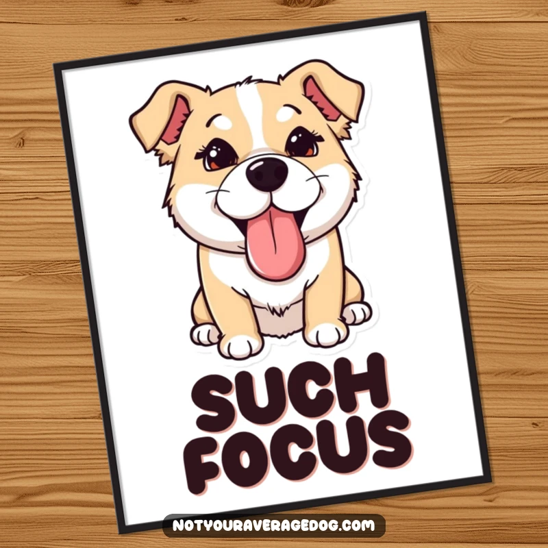 Funny Poster: Dog with tongue sticking out sideways and eyes crossed, a humorous and charming piece of wall art.