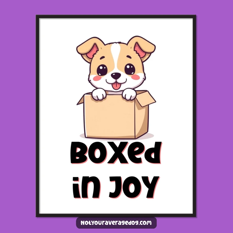 Funny Dog in Small Box Poster - Quirky Wall Art for Laughs