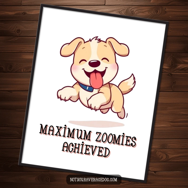 Funny Tongue Out Dog Poster: Dog running with its tongue playfully out, capturing a moment of pure, uninhibited joy.