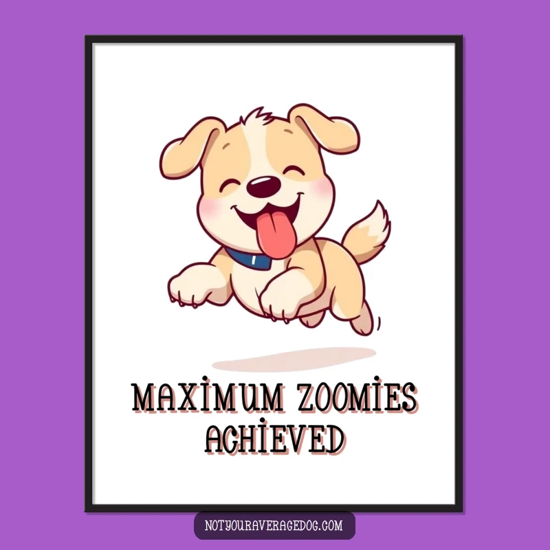 Funny Tongue Out Dog Poster - Whimsical Running Wall Art