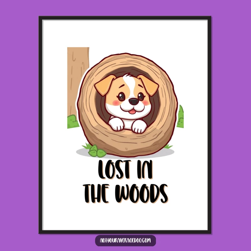 Funny Dog Log Head Poster - Hilarious Confused Canine Art Gift